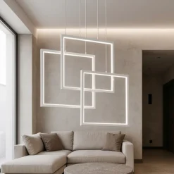 Lampadari Moderni-Ideal Lux frame lampadario per soggiorno moderno bianco led 80w 3000k