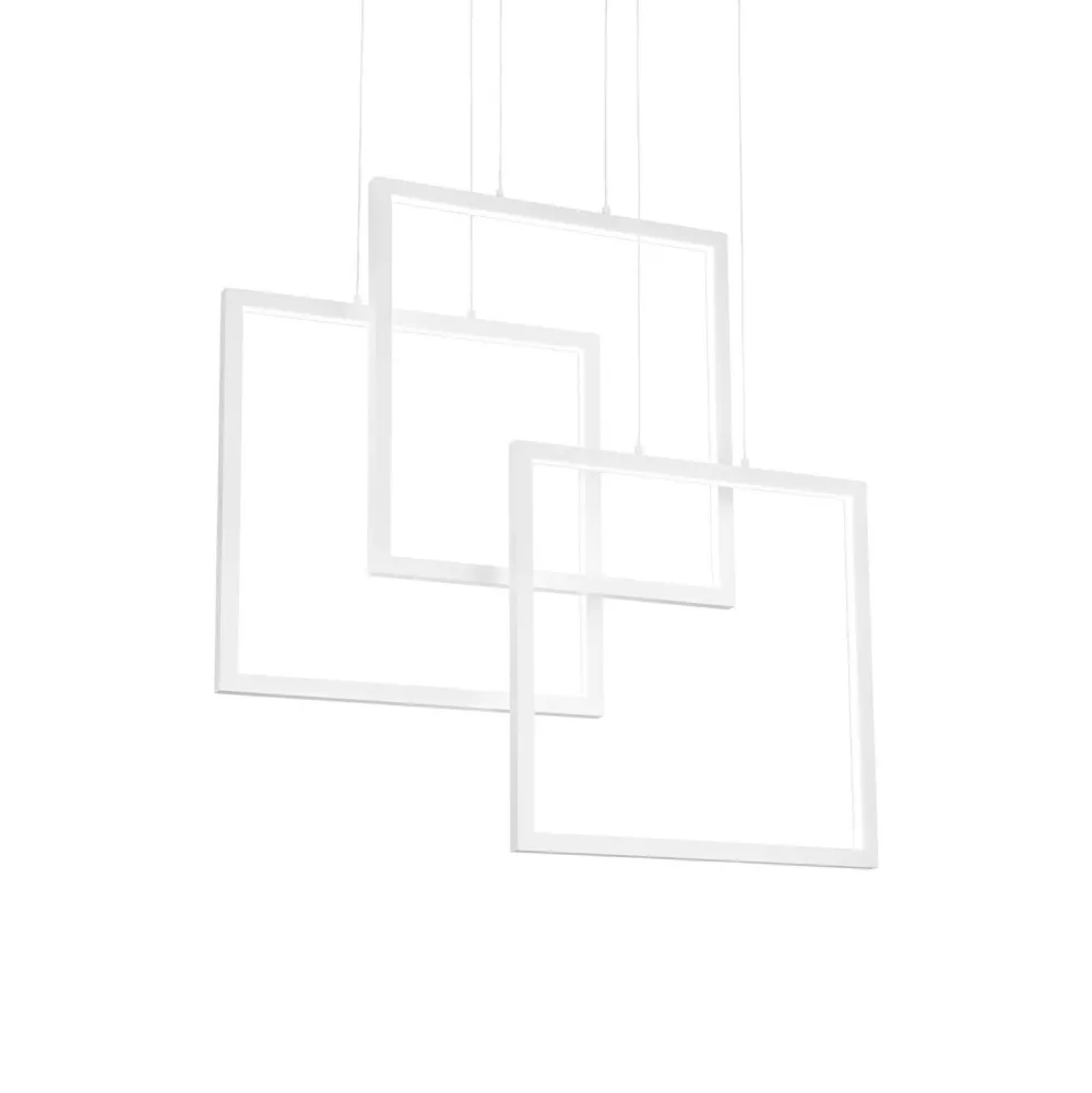 Lampadari Moderni-Ideal Lux frame lampadario per soggiorno moderno bianco led 80w 3000k
