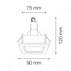 Faretti Da Incasso-Ideal Lux funky fi faretto nero quadrato da incasso per controsoffitto
