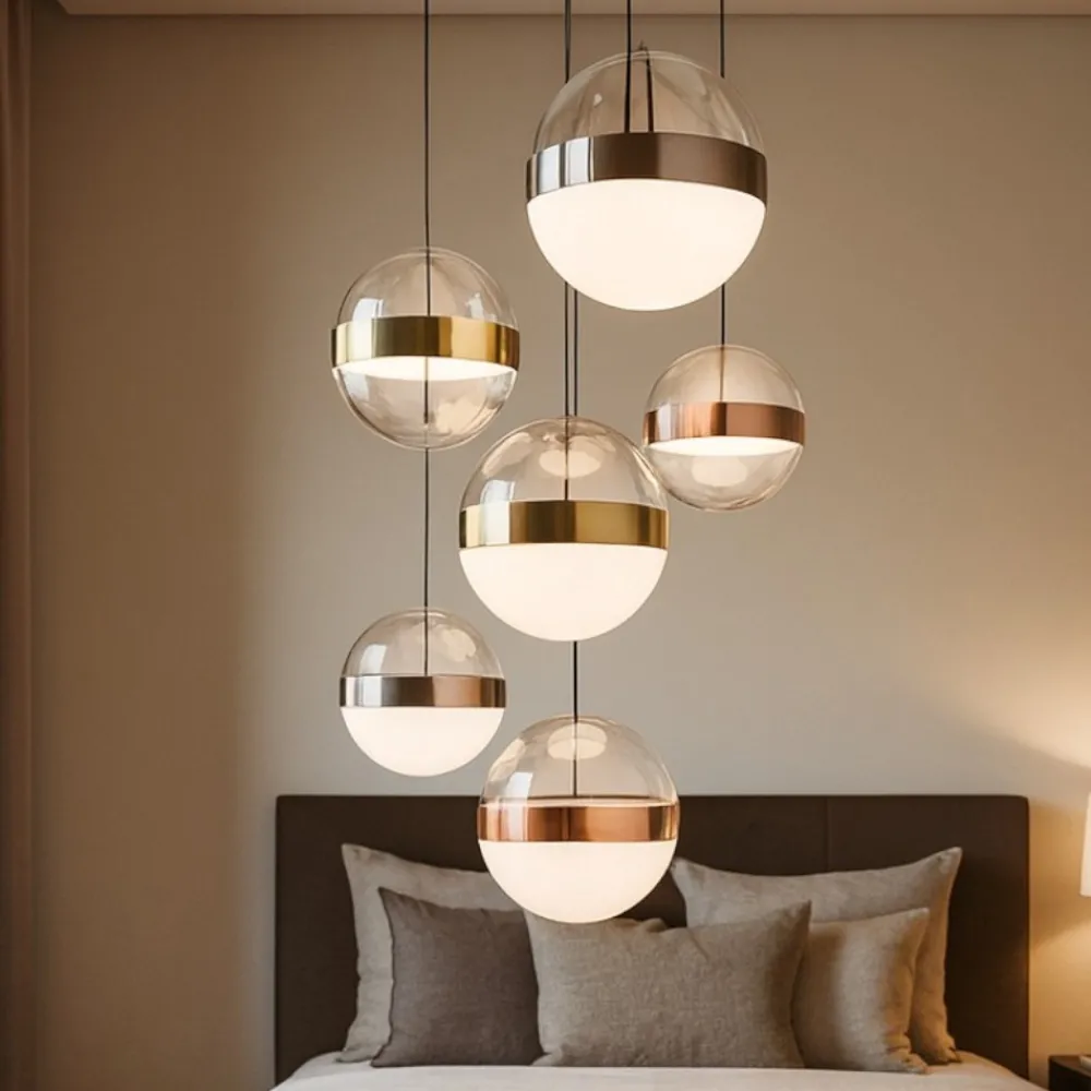 Lampadari Moderni-Ideal Lux galaxy sp6 lampadario moderno pendenti a sfera per soggiorno