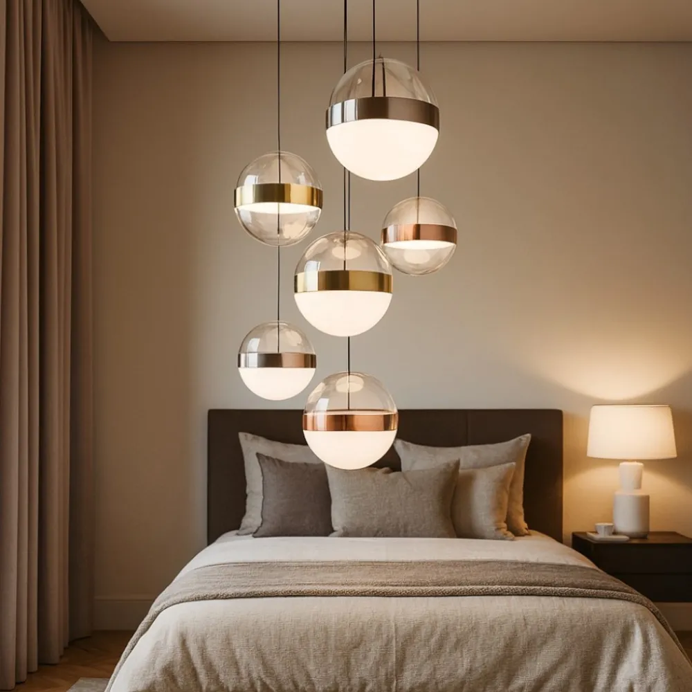 Lampadari Moderni-Ideal Lux galaxy sp6 lampadario moderno pendenti a sfera per soggiorno