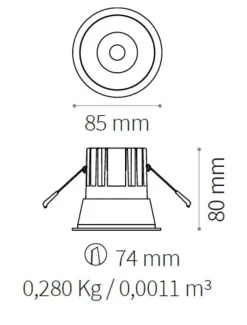 Faretti Da Incasso-Ideal Lux game round faretto da incasso led 11w 3000k bianco nero