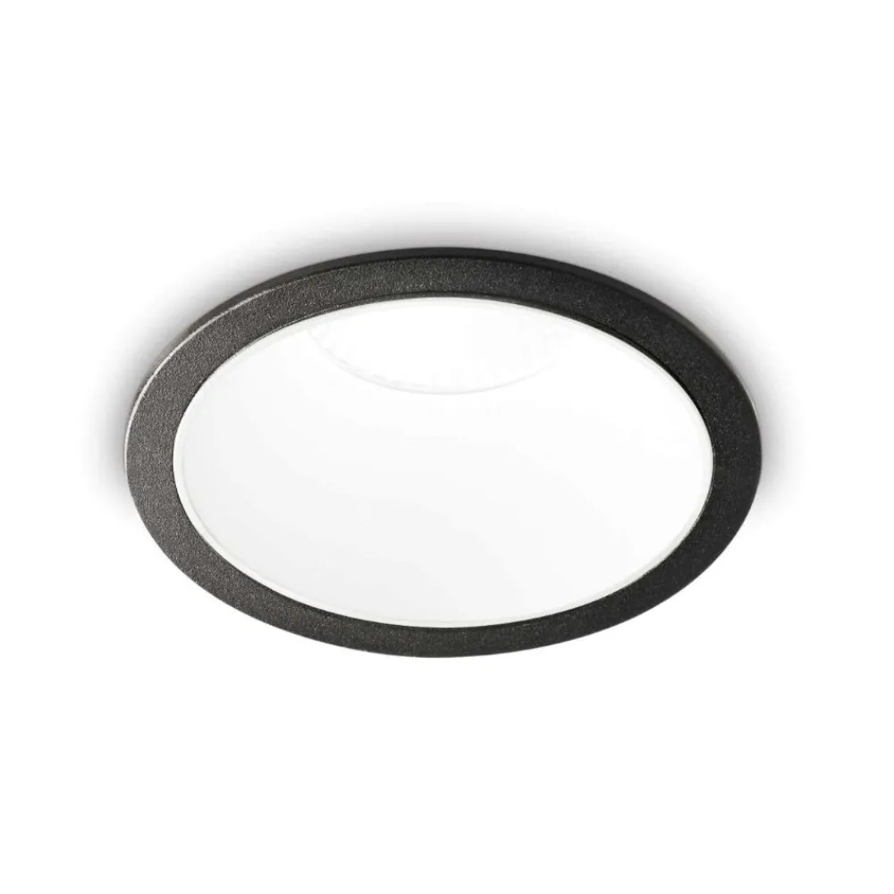 Faretti Da Incasso-Ideal Lux game trim round faretto da incasso led 11w 3000k nero bianco