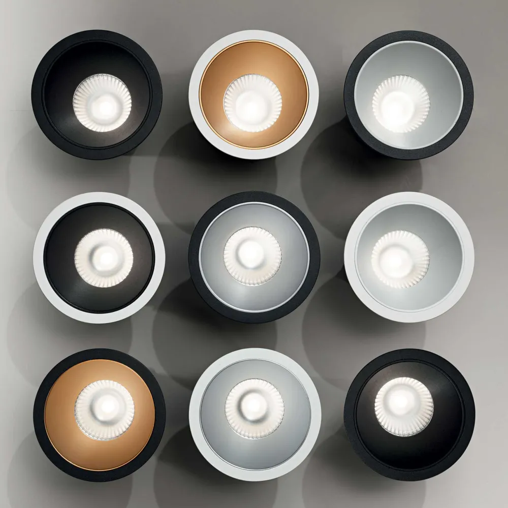 Faretti Da Incasso-Ideal Lux game trim round faretto da incasso led 11w 3000k nero bianco