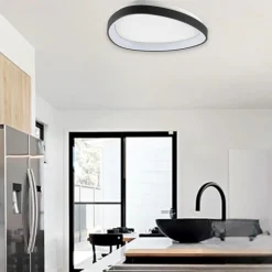 Plafoniere Moderne-Ideal Lux gemini pl d042 plafoniera da soffitto led 23w 3000k nera per ufficio ovale