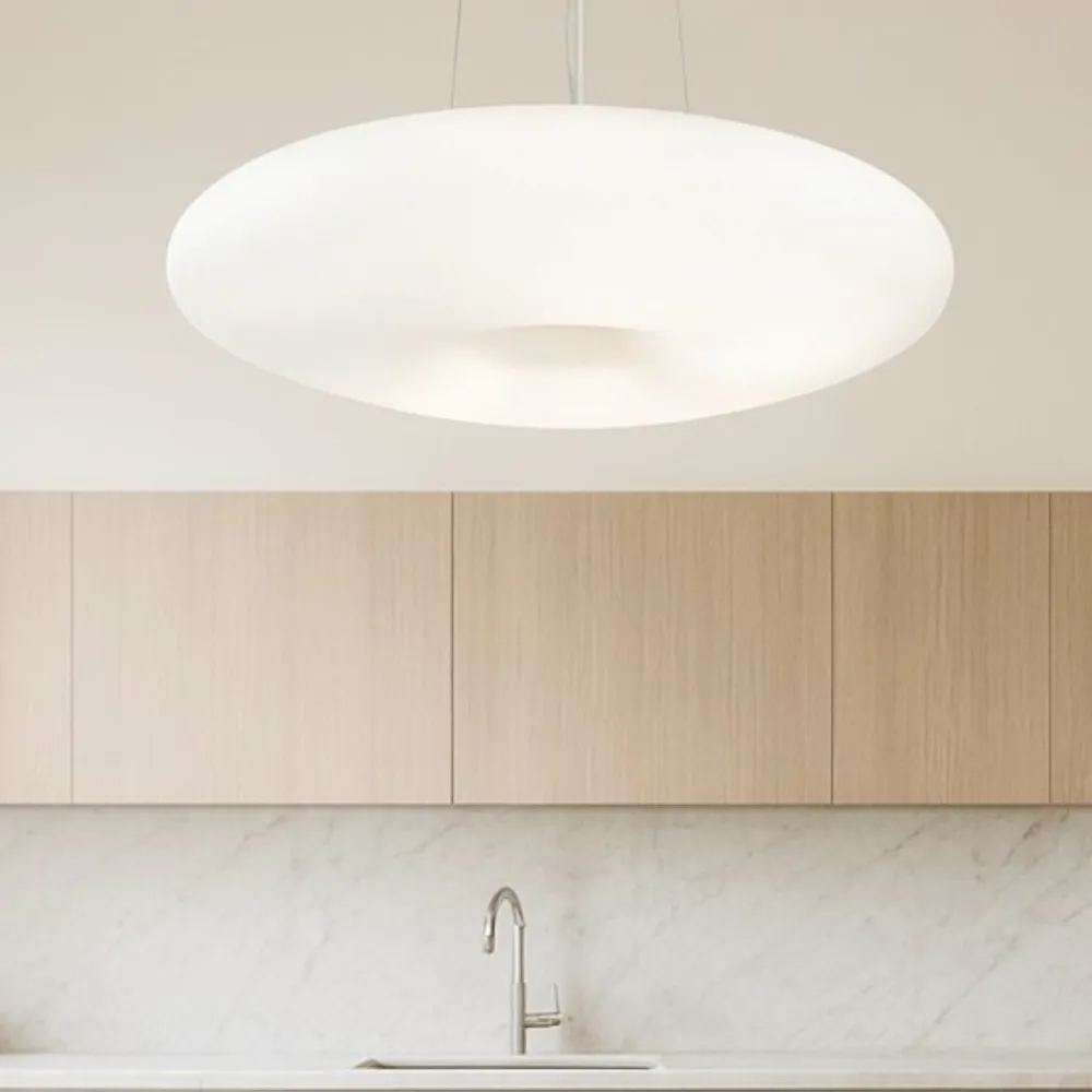Lampadari Cucina-Ideal Lux glory sp3 d50 lampadario disco vetro bianco