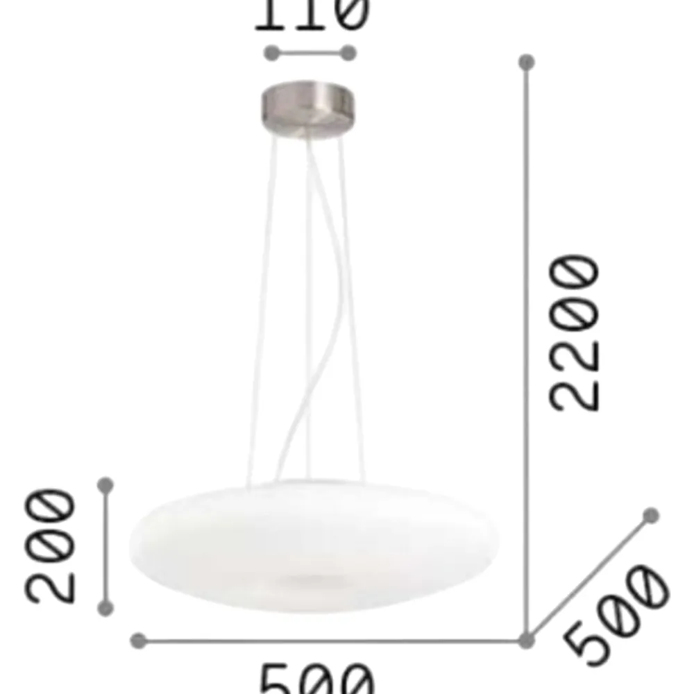 Lampadari Cucina-Ideal Lux glory sp3 d50 lampadario disco vetro bianco