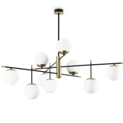 Lampadari Moderni-Ideal Lux gourmet pl9 grande lampadario particolare 9 luci sfere vetro bianco