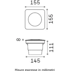 Faretti Da Esterno-Ideal Lux gravity faretto per esterno da incasso pavimento nero