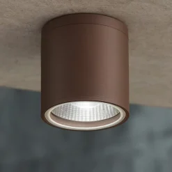 Faretti Da Esterno-Ideal Lux gun pl1 faro da soffitto per esterno ip44 cilindro marrone coffee