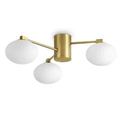 Plafoniere Moderne-Ideal Lux hermes pl3 d60 plafoniera tre sfere ottone