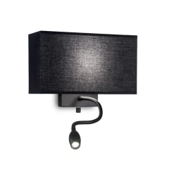 Applique Camera Da Letto-Ideal Lux hotel ap2 applique nero per comodino paralume