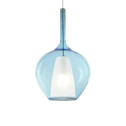 Lampade A Sospensione-Ideal Lux kalique sp1-1 d28 lampada a sospensione vetro azzurro