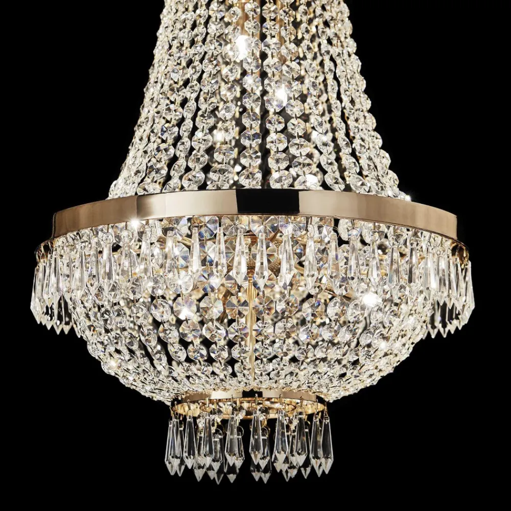 Lampadari Moderni-Ideal Lux lampadario di cristallo caesar sp6 metallo oro