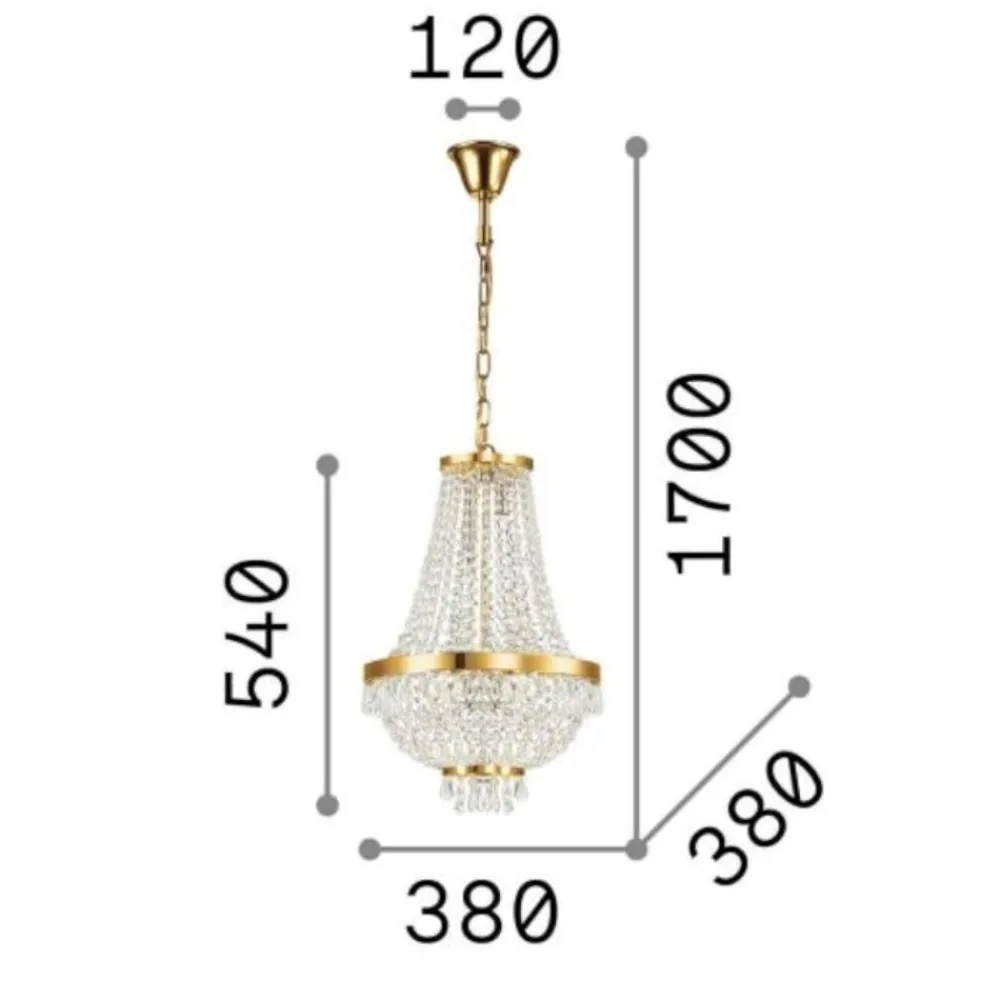 Lampadari Moderni-Ideal Lux lampadario di cristallo caesar sp6 metallo oro