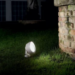 Faretti Da Esterno-Ideal Lux litio pr1 faretto da esterno per giardino con picchetto nero orientabile ip66