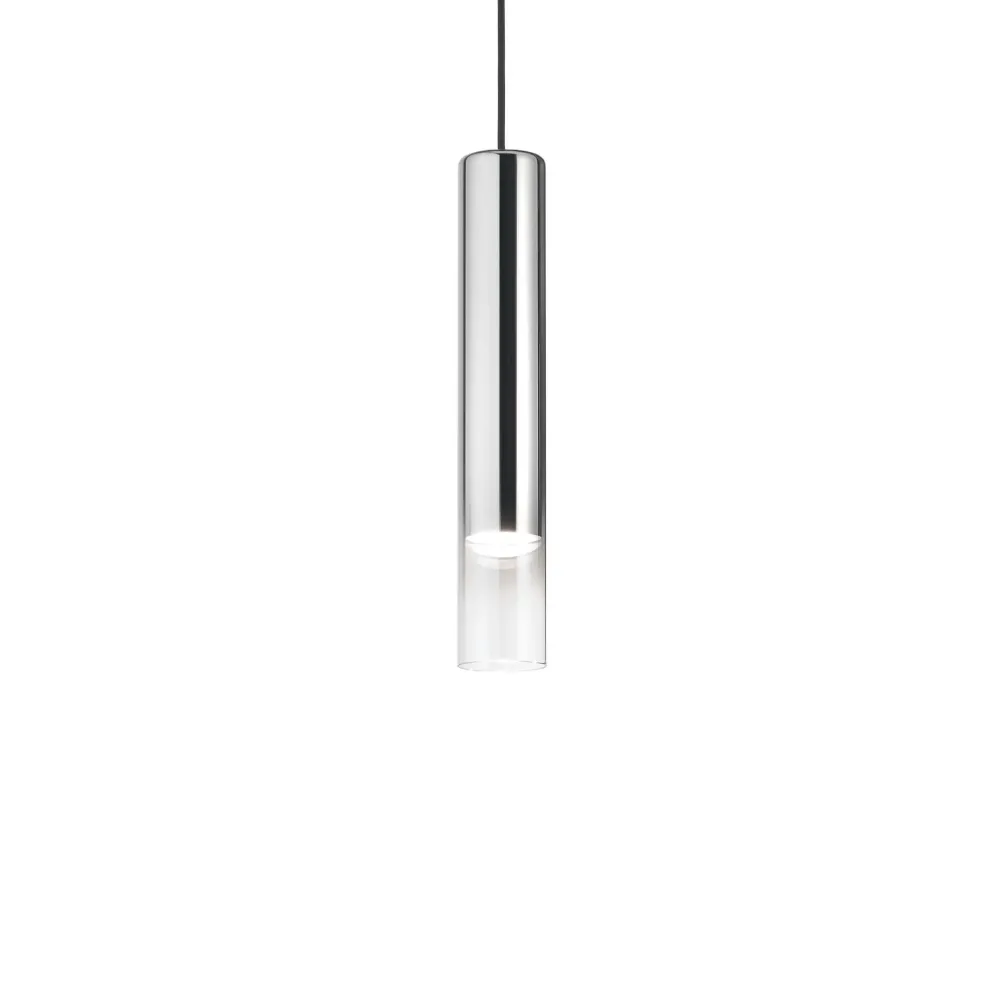 Lampade A Sospensione-Ideal Lux look sp1 d06 lampada a sospensione cromo cilindro