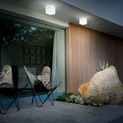 Plafoniere Da Esterno-Ideal Lux luna pl1 la plafoniera opale da esterno bianco ip44