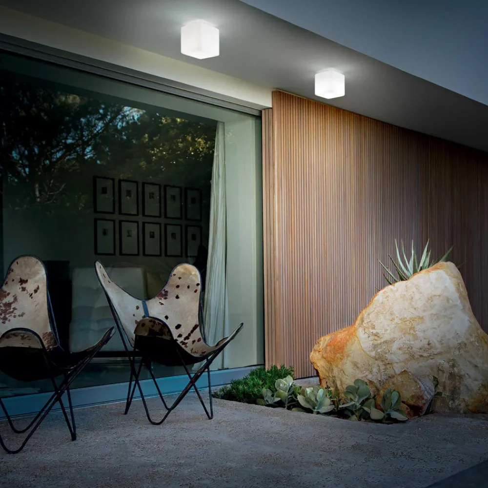 Plafoniere Da Esterno-Ideal Lux luna pl1 la plafoniera opale da esterno bianco ip44