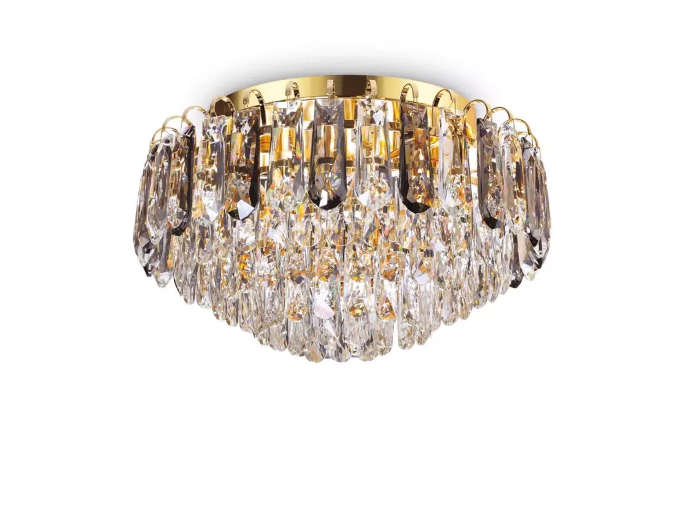 Plafoniere Moderne-Ideal Lux magnolia pl7 plafoniera oro classica cristalli decorativi