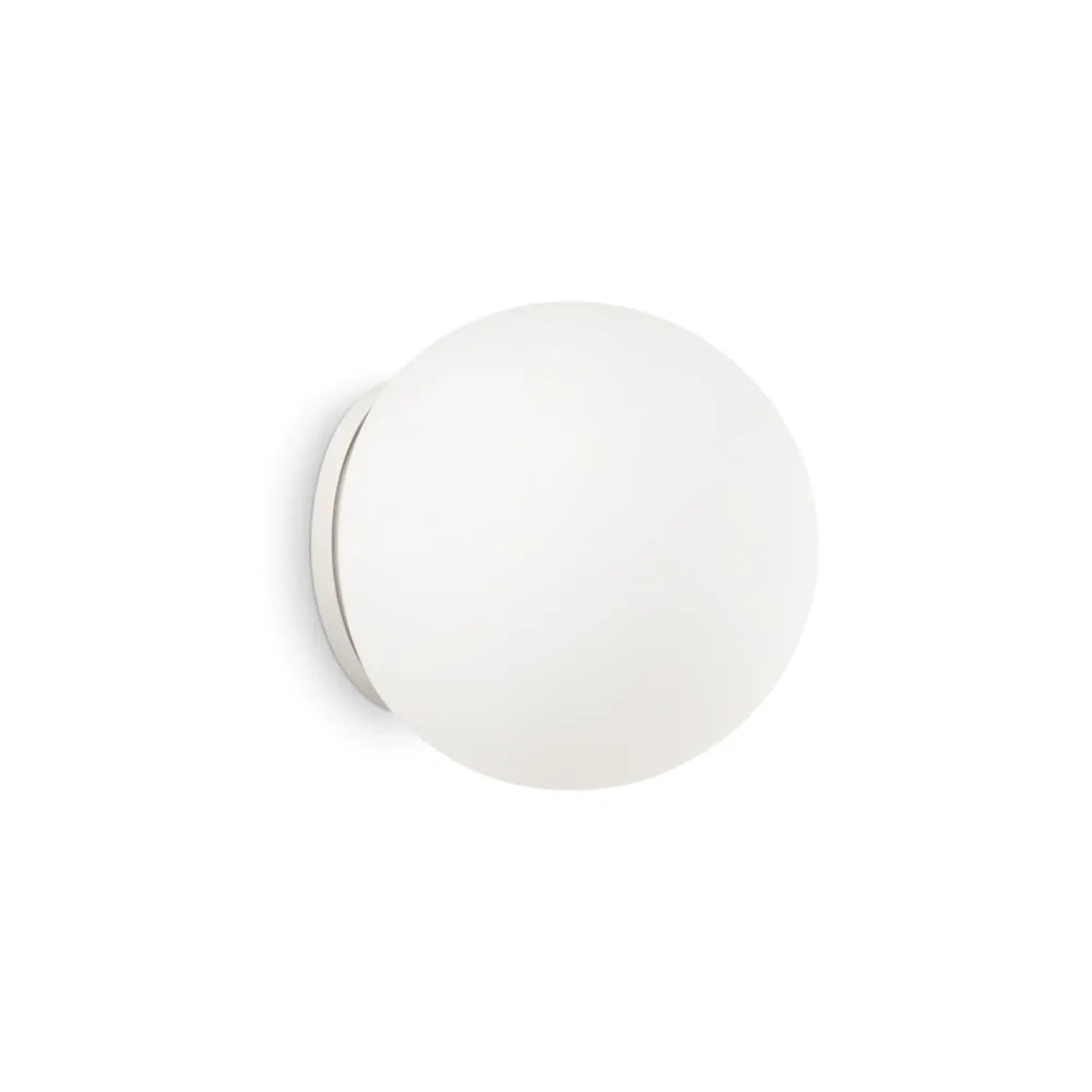 Applique Da Parete-Ideal Lux mapa ap1 d15 applique da parete vetro sfera bianca