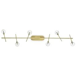 Plafoniere Moderne-Ideal Lux maracas pl6 plafoniera con luci orientabili oro ottone