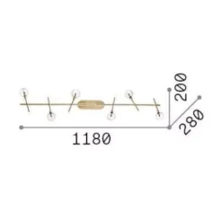 Plafoniere Moderne-Ideal Lux maracas pl6 plafoniera con luci orientabili oro ottone
