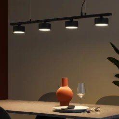 Lampadari Moderni-Ideal Lux minor linear sp4 lampadario nero per soggiorno moderno