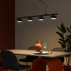Lampadari Moderni-Ideal Lux minor linear sp4 lampadario nero per soggiorno moderno