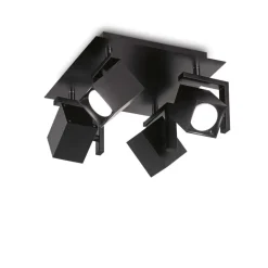 Plafoniere Moderne-Ideal Lux mouse pl4 plafoniera con 4 faretti orientabili nero gu10