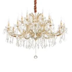 Lampadari Moderni-Ideal Lux napoleon sp18 lampadario di cristallo dorato goccia