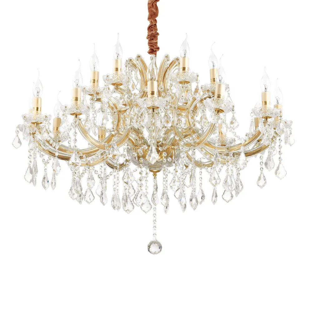 Lampadari Moderni-Ideal Lux napoleon sp18 lampadario di cristallo dorato goccia