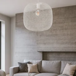 Lampadari Moderni-Ideal Lux net sp1 d34 lampadario design bianco particolare per soggiorno moderno