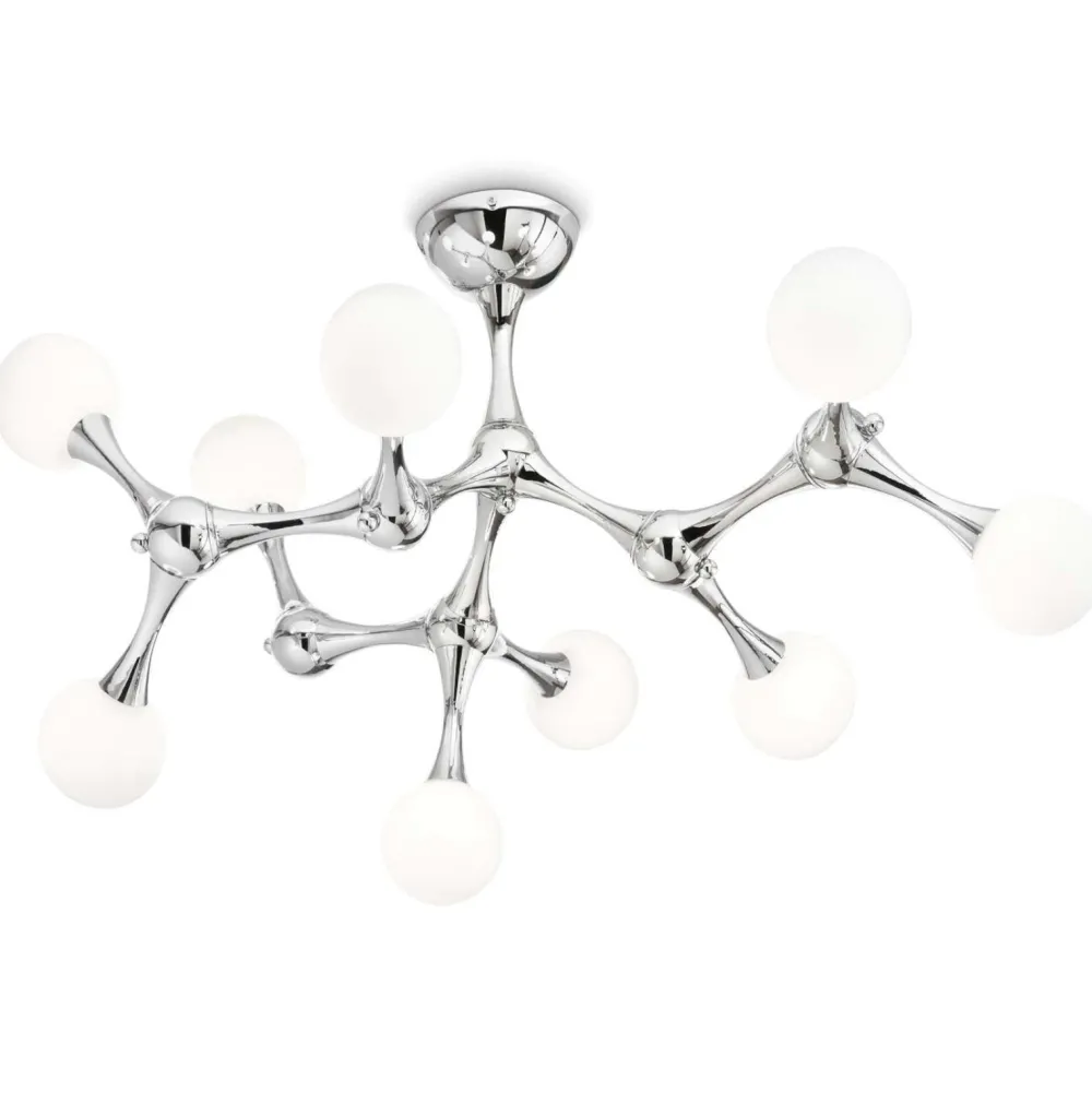 Plafoniere Moderne-Ideal Lux nodino pl9 plafoniera moderna cromo nove luci design