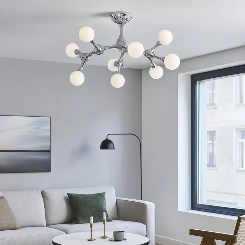 Plafoniere Moderne-Ideal Lux nodino pl9 plafoniera moderna cromo nove luci design