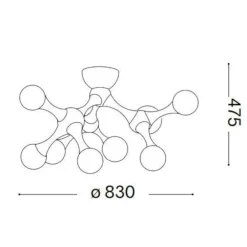 Plafoniere Moderne-Ideal Lux nodino pl9 plafoniera moderna cromo nove luci design