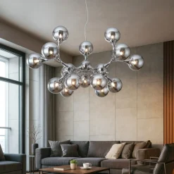 Lampadari Moderni-Ideal Lux nodi sp15 lampadario moderno cromo sfere vetro