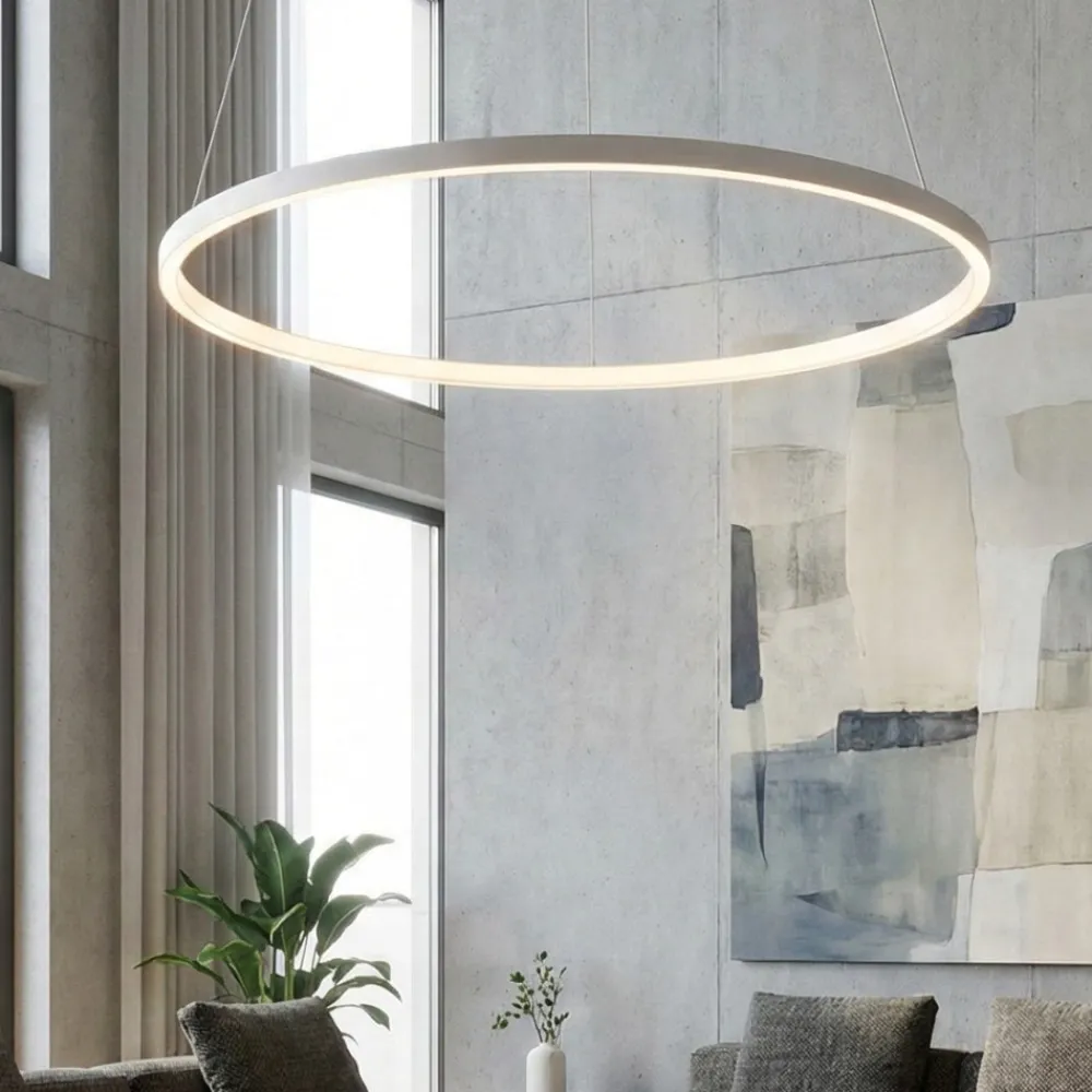 Lampadari Moderni-Ideal Lux oracle slim bianco sp d090 round led 51w 3000k lampadario particolare