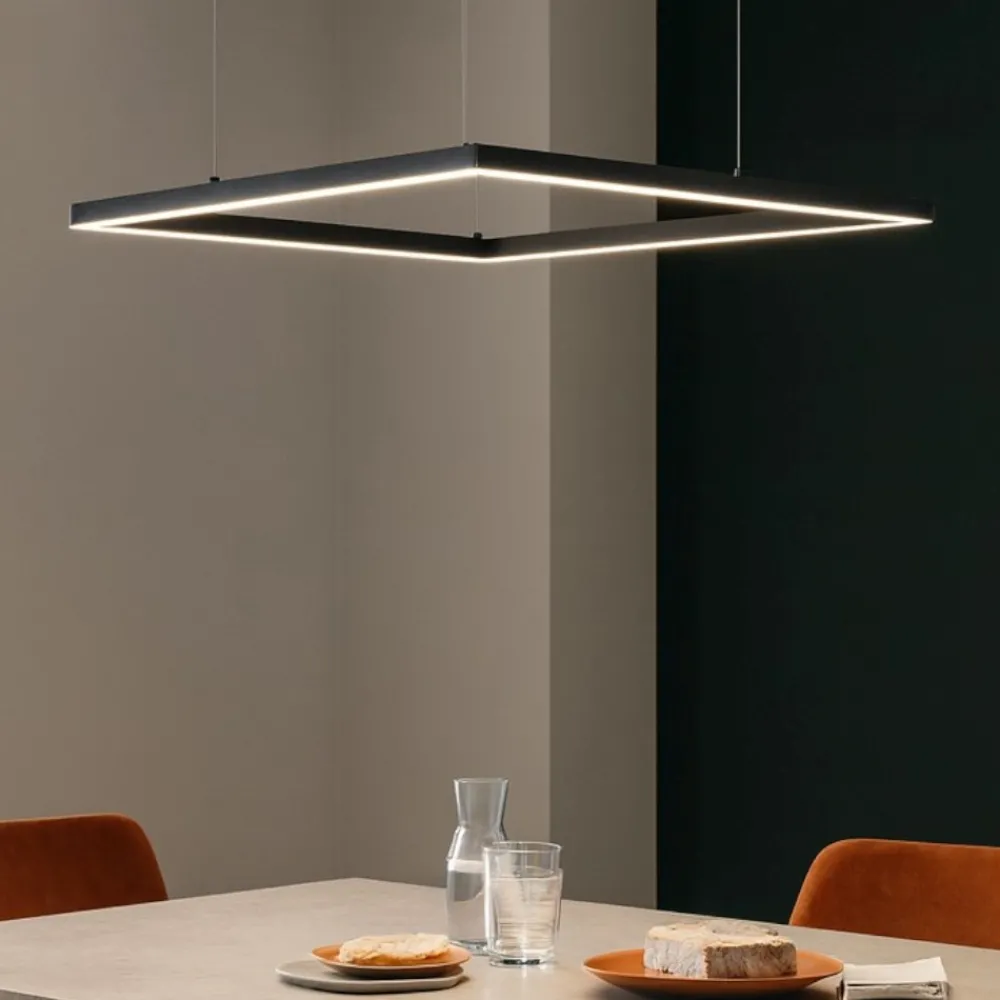 Lampadari Moderni-Ideal Lux oracle slim sp d070 square lampadario quadrato led 41w 3000k nero