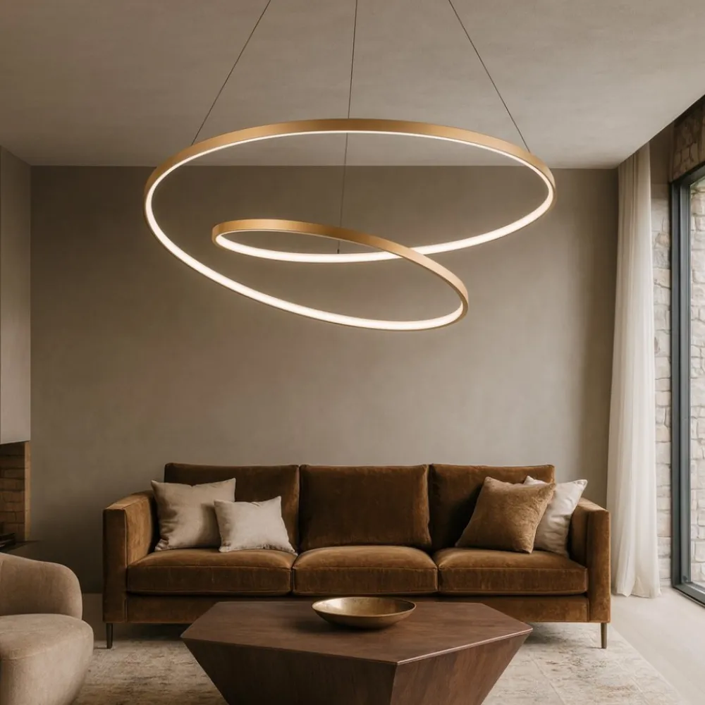 Lampadari Moderni-Ideal Lux oz sp d80 ottone lampadario per soggiorno led 59w 3000k