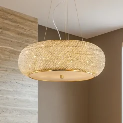 Lampadari Moderni-Ideal Lux pasha sp14 lampadario di cristallo dorato 14 luci