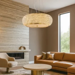 Lampadari Moderni-Ideal Lux pasha sp14 lampadario di cristallo dorato 14 luci