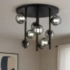 Plafoniere Moderne-Ideal Lux perlage pl9 plafoniera grigio fumo 9 sfere vetro