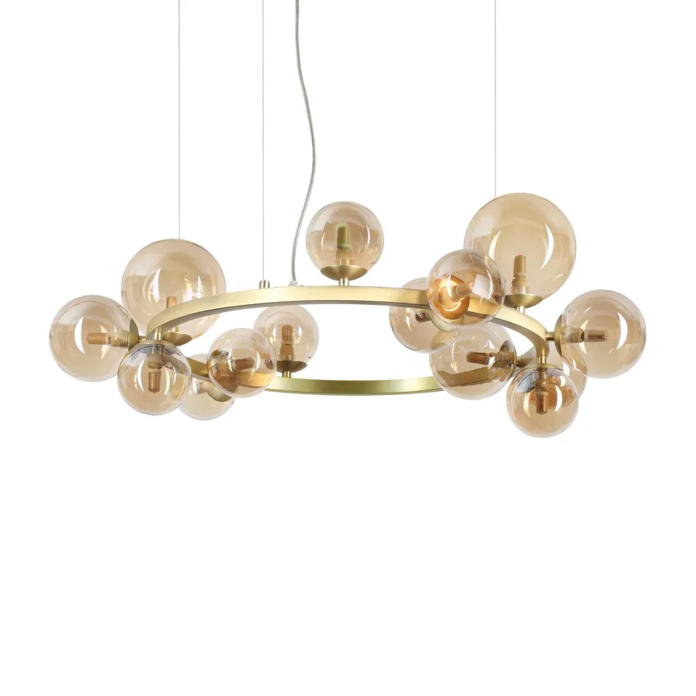 Lampadari Moderni-Ideal Lux perlage sp14 lampadario vetri ambra