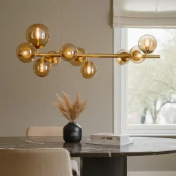 Lampadari Moderni-Ideal Lux perlage sp10 lampadario ambra oro design