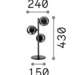 Lampade Da Tavolo-Ideal Lux perlage tl3 lampada da tavolo tre luci sfere fume' metallo nero