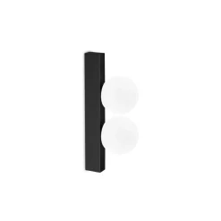Applique Da Parete-Ideal Lux ping pong ap2 applique led 3000k nera due luci bocce vetro