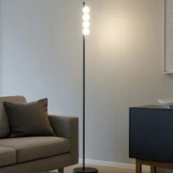 Lampade Da Terra-Ideal Lux ping pong pt4 lampada da terra nera led 12w 3000k