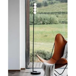 Lampade Da Terra-Ideal Lux ping pong pt4 lampada da terra nera led 12w 3000k