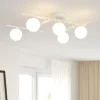 Plafoniere Moderne-Ideal Lux plafoniera bianca atlas pl5 sfere vetro bianco
